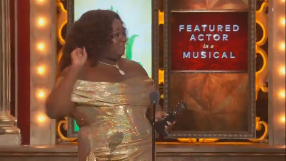 Alex Newell gets emotional accepting the #TonyAwards for best performance by a featured actor