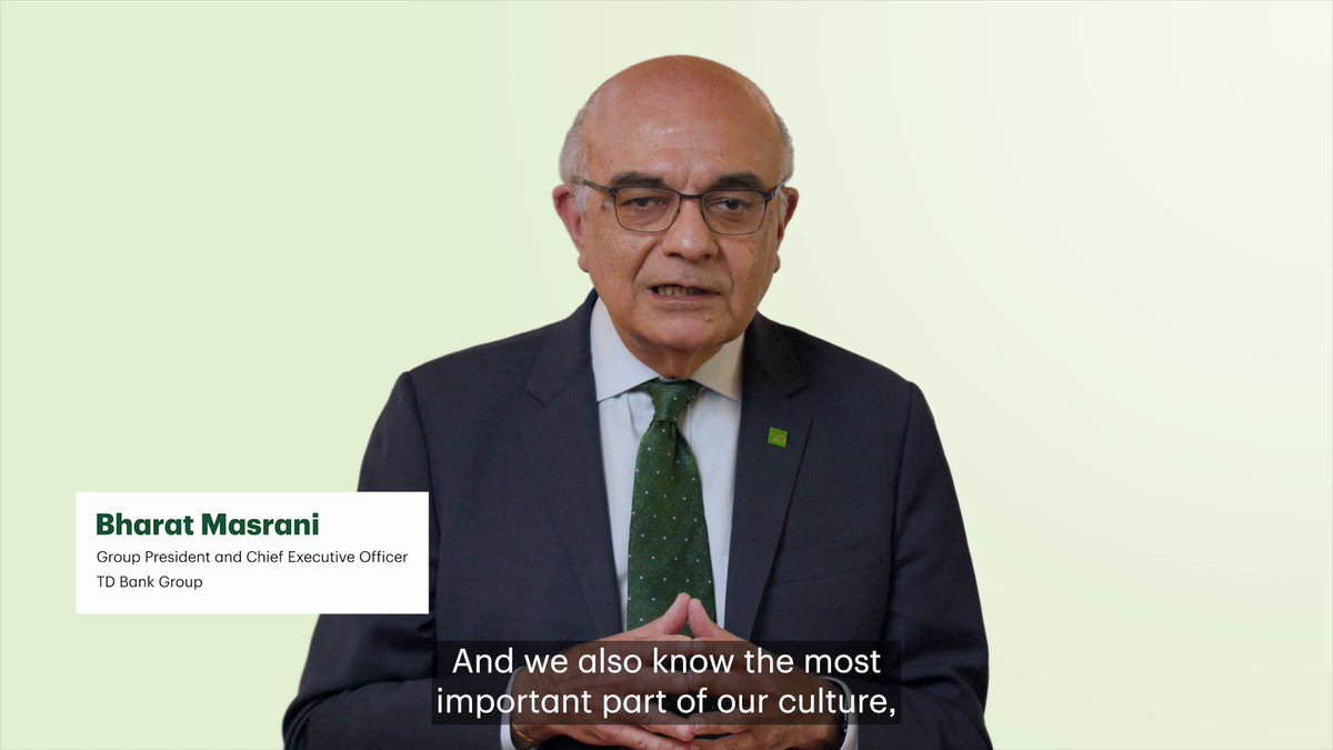 This week, we celebrate Employee Appreciation Week at TD! Thank you to our 95,000 colleagues for bringing our culture of care to life and helping to make TD the Better Bank! Here's a special video from TD colleagues and our Group President and CEO, Bharat Masrani. #TDEAW