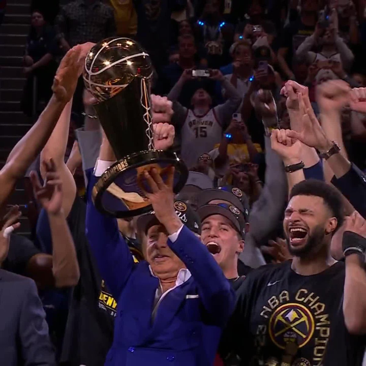 The Nuggets lift their first #NBAFinals trophy in franchise history 🏆
