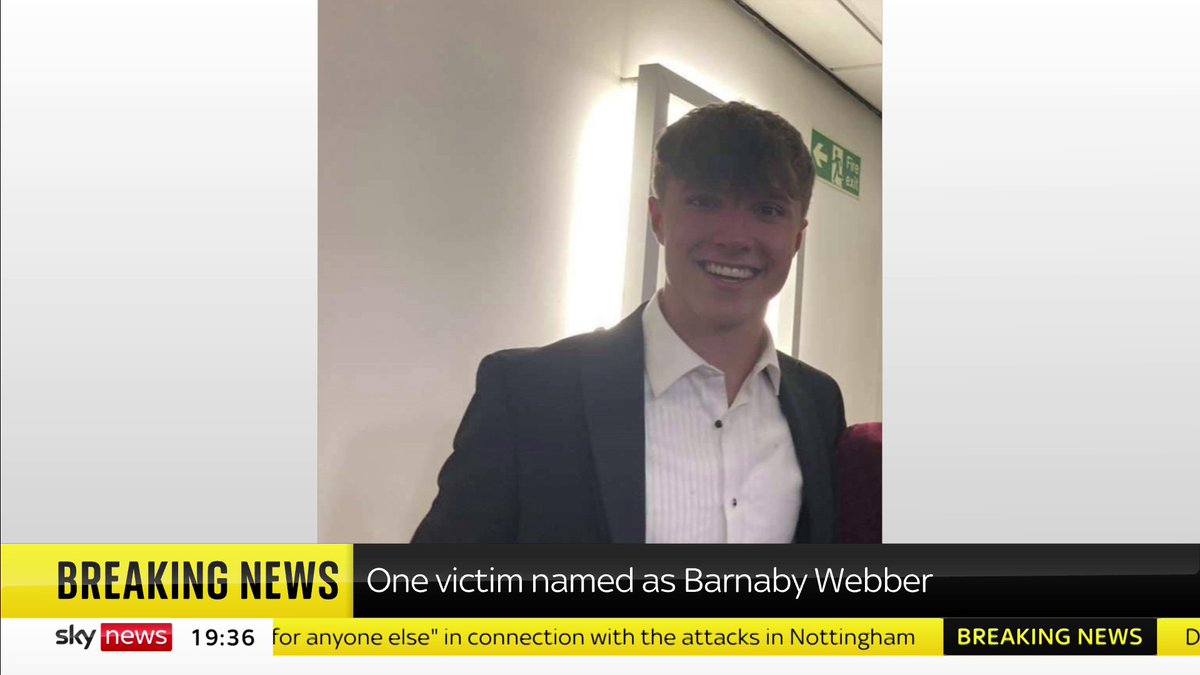 BREAKING: Barnaby Webber has been named as one of the victims of the Nottingham attacks. 📺 Sky 501, Virgin 602, Freeview 233 and YouTube