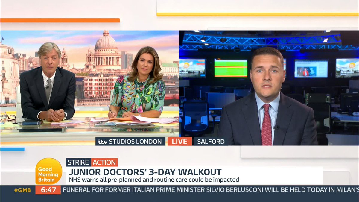 'The Junior Doctors would be sat around the negotiating table with the Government if the Government were providing a table.' Susanna Reid questions Shadow Health Secretary Wes Streeting on what deal he would offer Junior Doctors ahead of today's strikes.