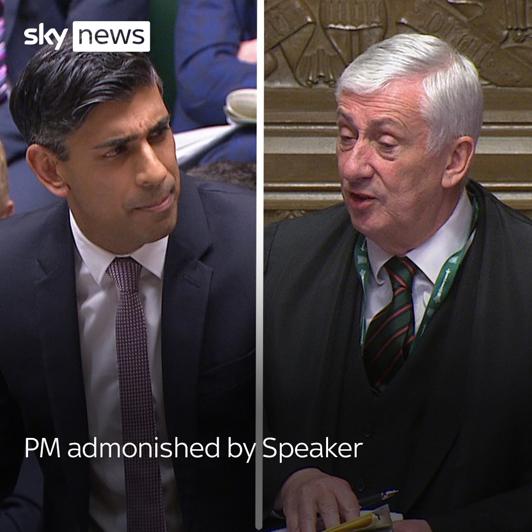 Prime minister is admonished by the Speaker during PMQs. Sir Lindsay Hoyle reminds Rishi Sunak that he is supposed to answer questions, not ask them.