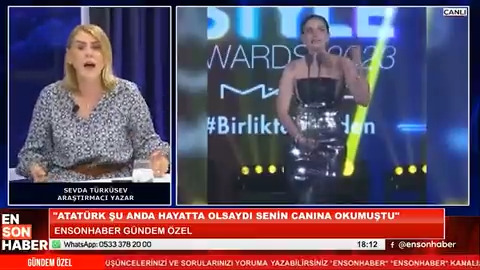 Eda Ece'nin ödül töreninde depremzedeleri hedef alan açıklamasıyla ilgili Ensonhaber Youtube kanalında konuşan Sevda Türküsev, Sizin ben espri anlayışınıza tüküreyim! Hele seni o alkışlayanlar ve gülenler sizin de vicdanınıza tüküreyim ben!" dedi.