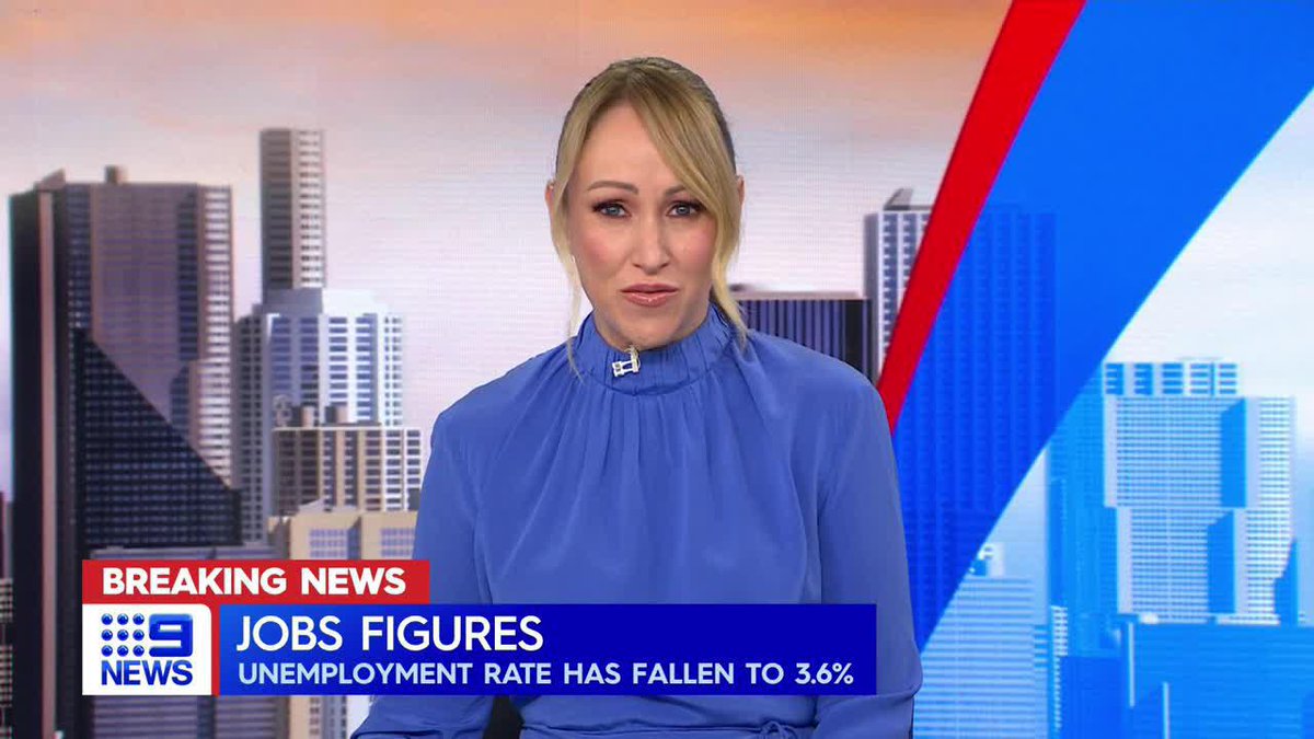 #BREAKING: The unemployment rate has fallen to 3.6 per cent - with almost 76,000 more jobs created last month. The fall may force the RBA to lift interest rates again, in a bid to curb inflation. #9News FULL DETAILS: