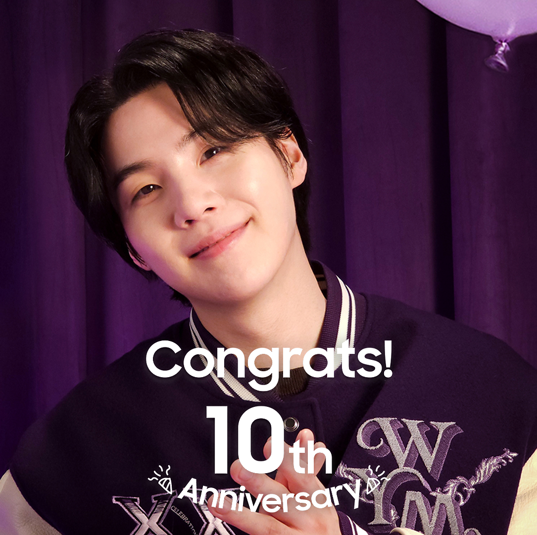 Congratulations on your 10th Anniversary 방탄소년단! Our festa will never end. This is Galaxy! #10yearsofBTS #BTS10thAnniversary #GalaxyxSUGA #GalaxyS23