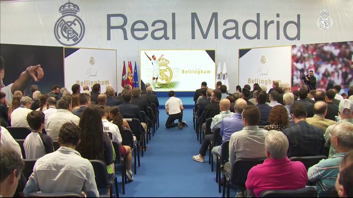 An emotional Jude Bellingham watches on as he is officially presented as a Real Madrid player 🤍💫