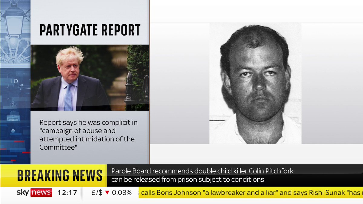BREAKING: Double child killer Colin Pitchfork can now be released from prison subject to conditions, the Parole Board says. He was sentenced to life after strangling and raping two 15-year-old girls Lynda Mann and Dawn Ashworth in the 1980s. 📺 Sky 501