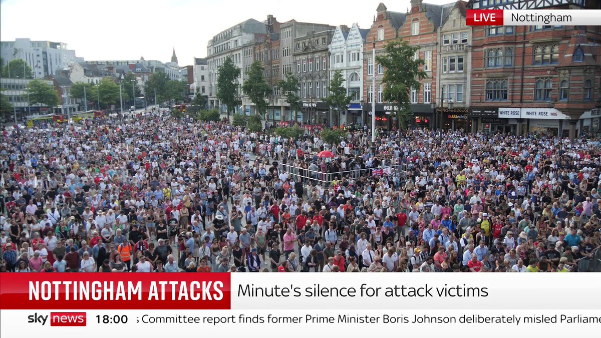 A minute's silence is being held for the victims of the Nottingham attacks that happened on Tuesday morning. Latest: 📺 Sky 501, Virgin 602, Freeview 233 and YouTube