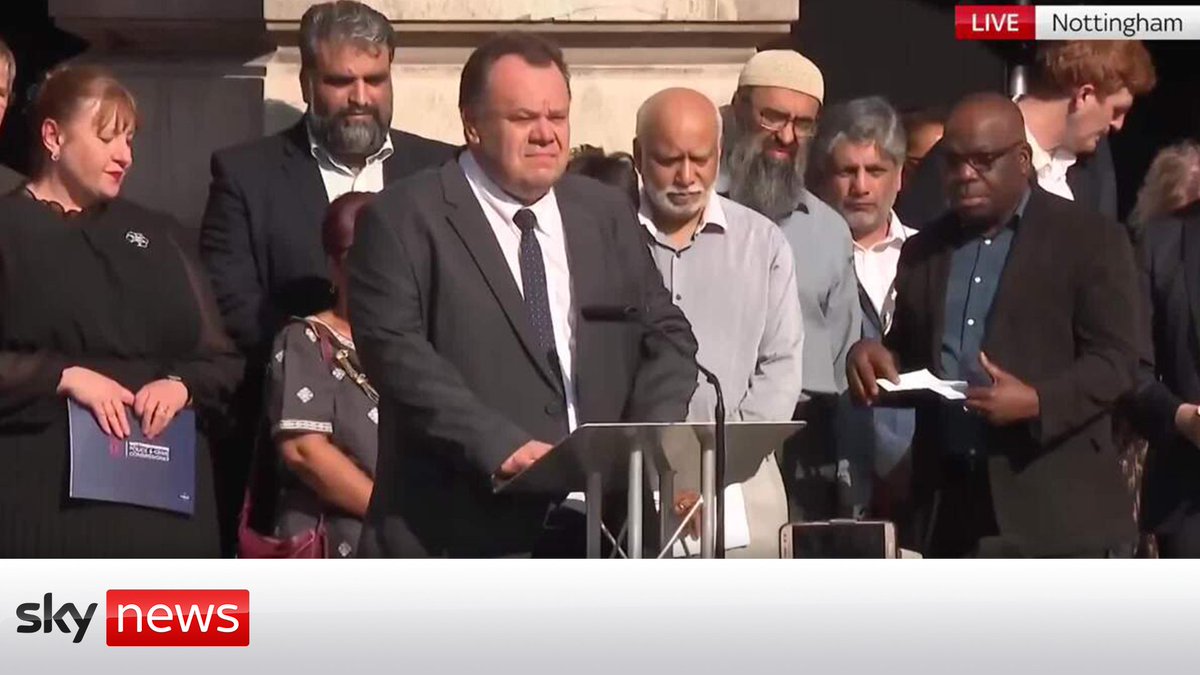 The Leader of Nottingham City Council David Mellen addresses mourners at the vigil for the victims of Tuesday's attacks, university students Grace O'Malley-Kumar and Barnaby Webber and school caretaker Ian Coates.