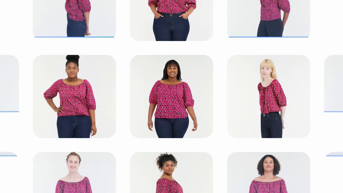 Our new virtual try-on feature uses a technique called diffusion to show you what clothes look like on a wide range of people. Learn more about the tech that's making it easier for you to get a better sense of what clothes will look like on you →