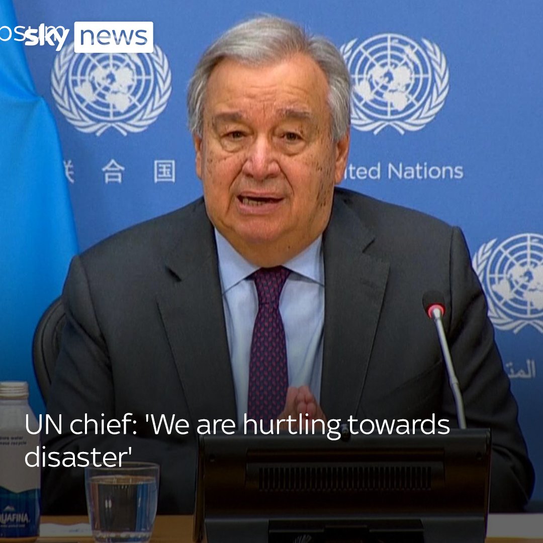 United Nations chief, António Guterres, calls for immediate global action to avert climate 'catastrophe'. "We are hurtling towards disaster, eyes wide open," he warns.