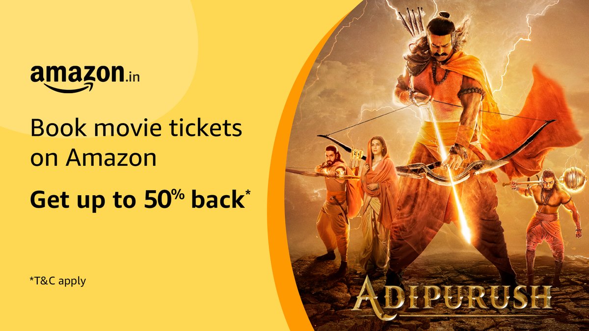 Gear up for an eternal tale about love, loyalty, courage and the victory of good over evil. Book tickets for Adipurush &amp; get flat 50% back* on 1st movie ticket!
