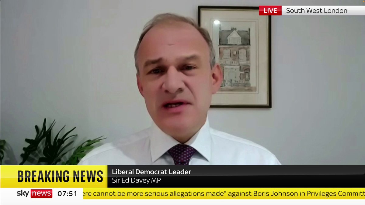 "Boris Johnson is now the most disgraced former PM in British history." Leader of the Liberal Democrats Sir Ed Davey MP says Mr Johnson "deserves further punishment" from the Privileges Committee following their report into partygate. 📺 Sky 501