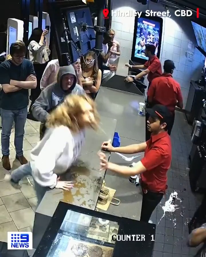 New CCTV footage of a shocking Hindley Street attack has been released, showing a teenage customer punching, throwing food and spitting on a McDonald’s worker. 18-year-old Mia Miller is facing jail time for the disgusting attack and will be sentenced later this month. #9News