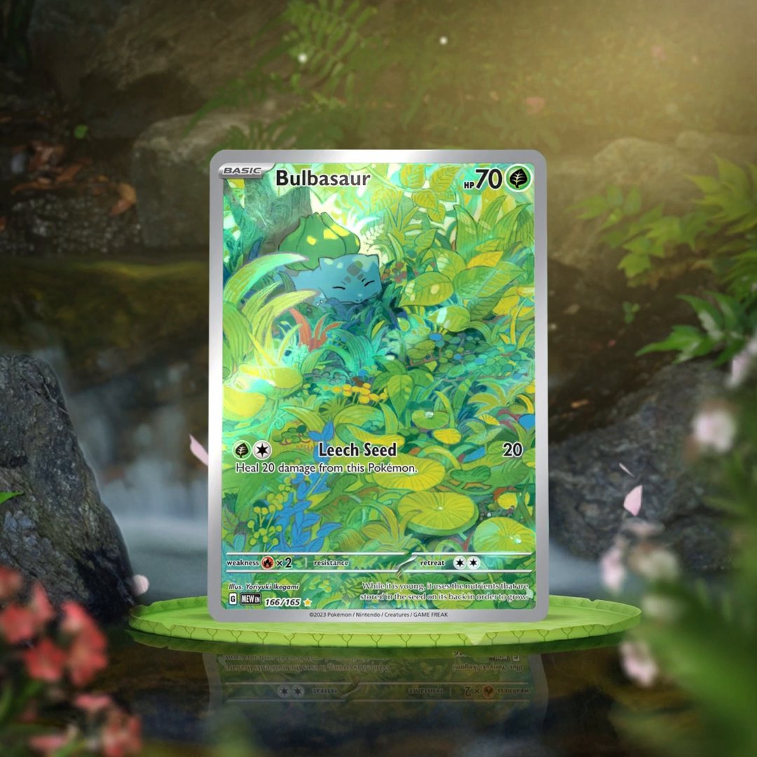 Start your #Pokemon151 journey by following Bulbasaur into its mysterious garden… 🍃 🌺 🌸