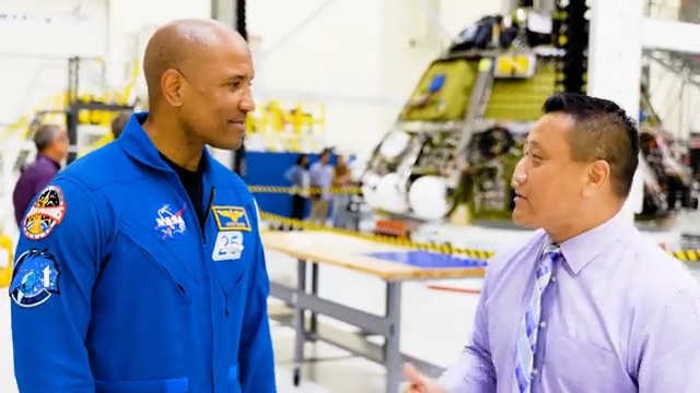 #Artemis II pilot Victor Glover joined Orion Program Manager Howard Hu for a tour of the spacecraft factory at NASA's Kennedy Space Center where the next 3 Orions are in production.