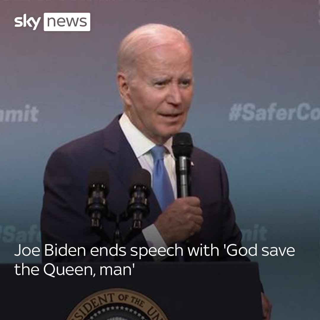 The US president was speaking at a gun control event in Connecticut when he ended his speech with 'God save the Queen, man'. More videos 👉