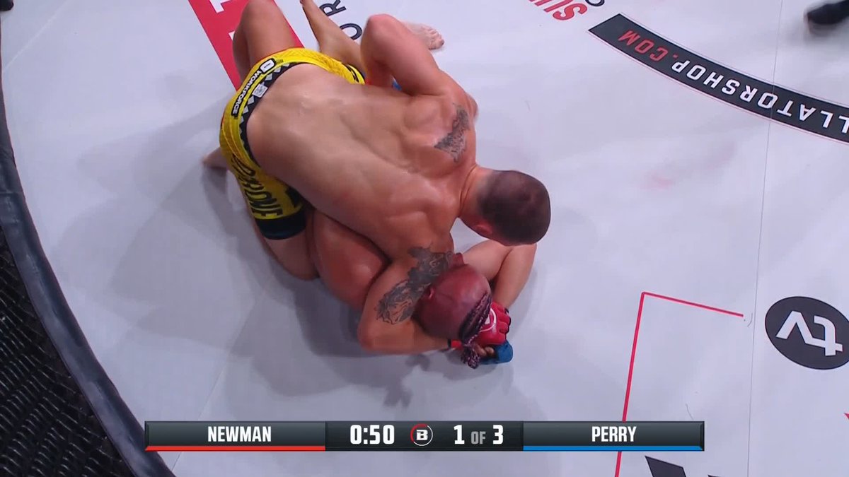 SUBMISSION! 🔥 Jordan Newman remains undefeated inside the Bellator cage following his Americana tap over Matthew Perry. 📺 #Bellator297 Monster Energy Prelims fueled by @superiorgrocers LIVE NOW