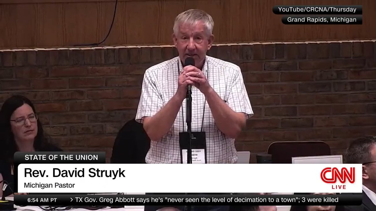 Rev. David Struyk stood up against the Christian Reformed Church, and left the church synod in protest, after the members voted to exclude LGBTQ+ supporters from its congregations. @CNNSotu #CNNSOTU