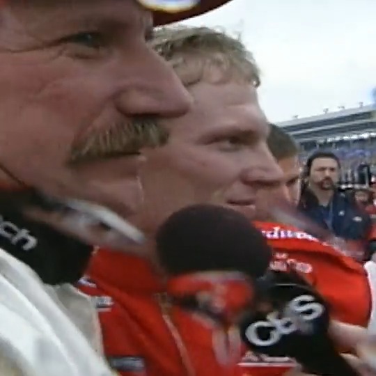 "I tell ya, he's something else." On this #FathersDay, throwing back to Dale Earnhardt seeing his son win his first NASCAR Cup Series race.