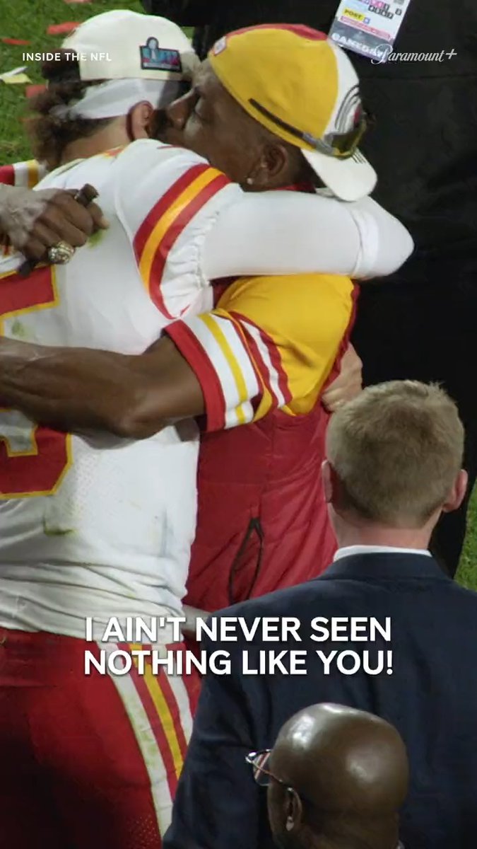 "I ain't ever seen nothing like you! You different!" This moment between @patrickmahomes and his father after #SBLVII is what it's all about. ❤️