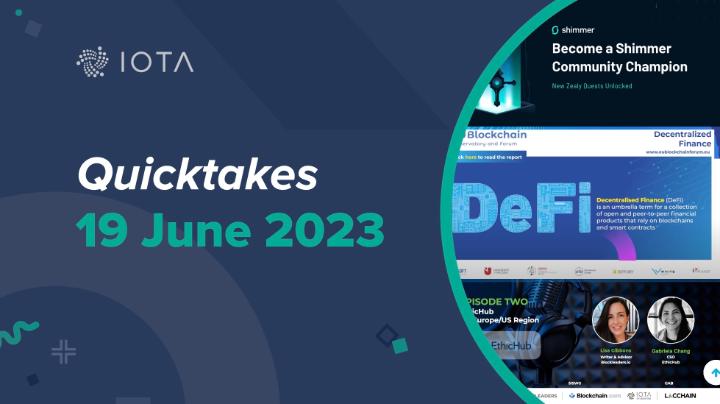 [IOTAQuicktakes] The #IOTA news you may have missed last week: ⚔️ Become a Shimmer Community Champion 🎥 Watch the #DeFi Horizons Webinar 🎧 Listen to INATBA's new podcast series Links in the thread⬇️🧵