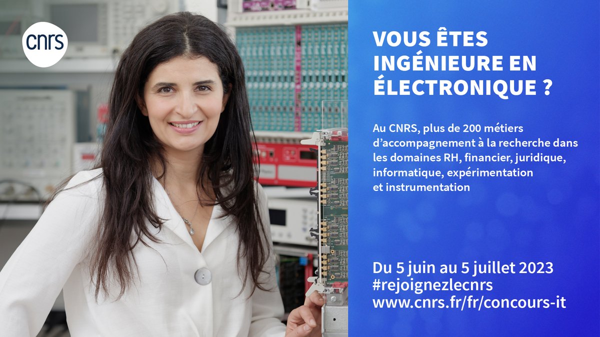 #RejoignezleCNRS 🫵 Le CNRS 🌍 recrute. Ingénieurs, cadres, techniciens (F/H), devenez acteurs des enjeux de la science et de la technologie. Les inscriptions aux concours sont ouvertes encore 2 semaines ! Pour tout savoir, consultez notre site ➡