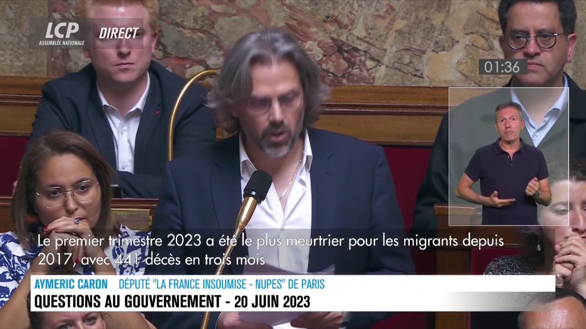 Naufrage de migrants en Grèce : Aymeric Caron appelle les députés à observer une minute de silence. "Cette idée est formidable, mais la conférence des présidents est là pour ça", rappelle Yaël Braun-Pivet. "On ne fait pas de minute de silence de cette façon-là." #DirectAN #QAG