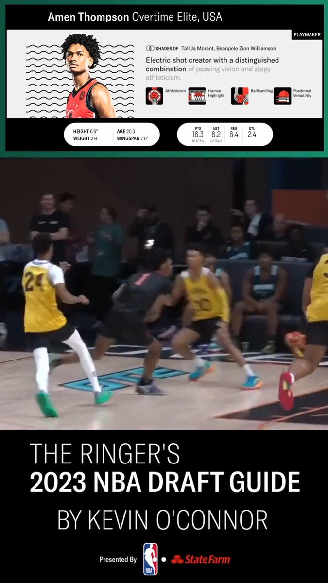 The first dunk in this video is crazy. A spin into the lane straight into a poster. Amen Thompson is the best athlete in the draft.