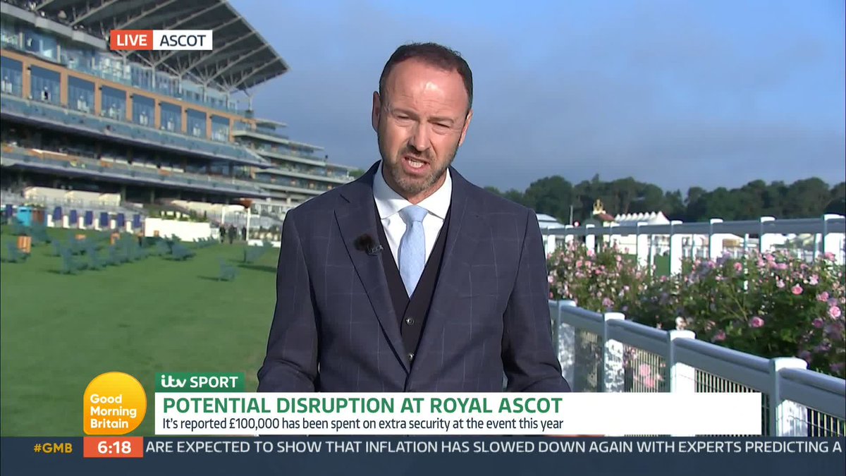 It's reported that £100,000 has been spent on extra security at Royal Ascot this year, to counter the threat of any disruption from animal rights activists. Jonathan Swain reports from the racecourse.