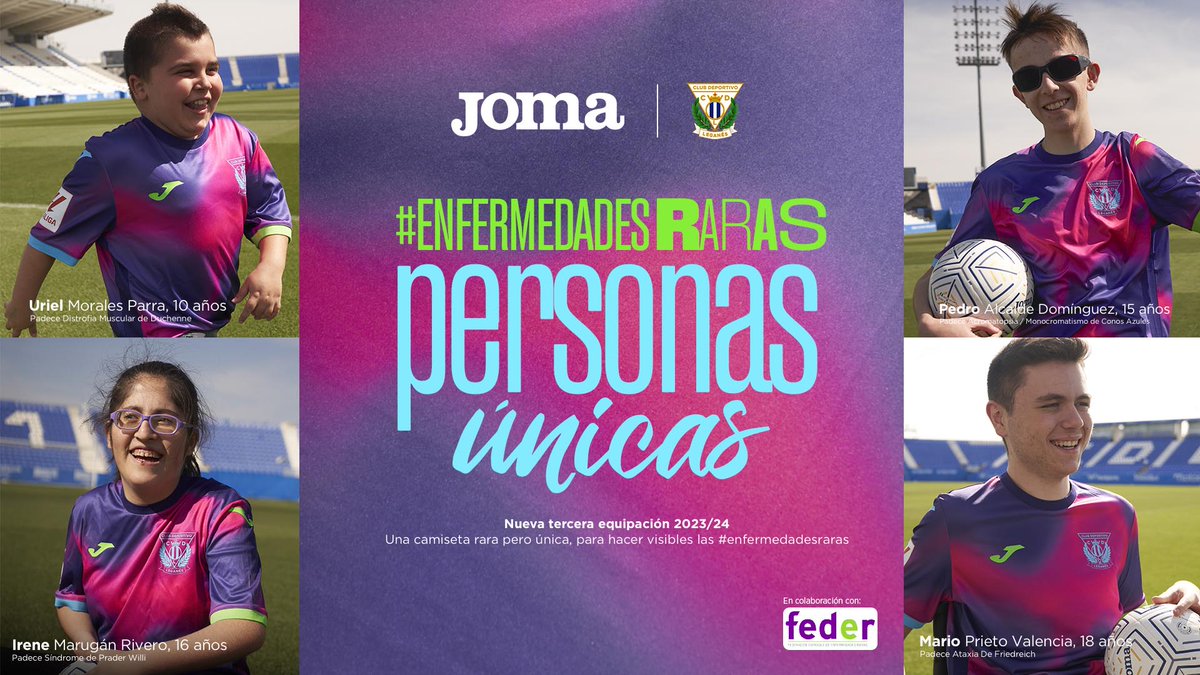 🆕👕 Nuestra nueva tercera equipación 💜💚💙 #EnfermedadesRaras #PersonasÚnicas