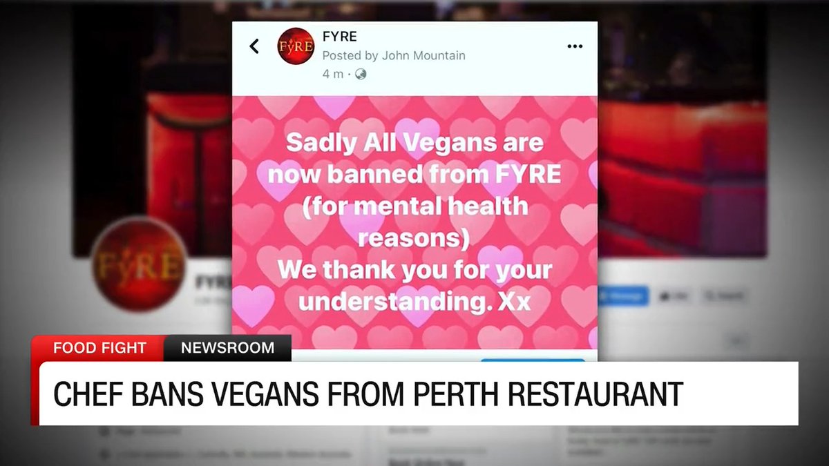 A well-known Australian chef has banned vegans from his restaurant after a dispute with a customer