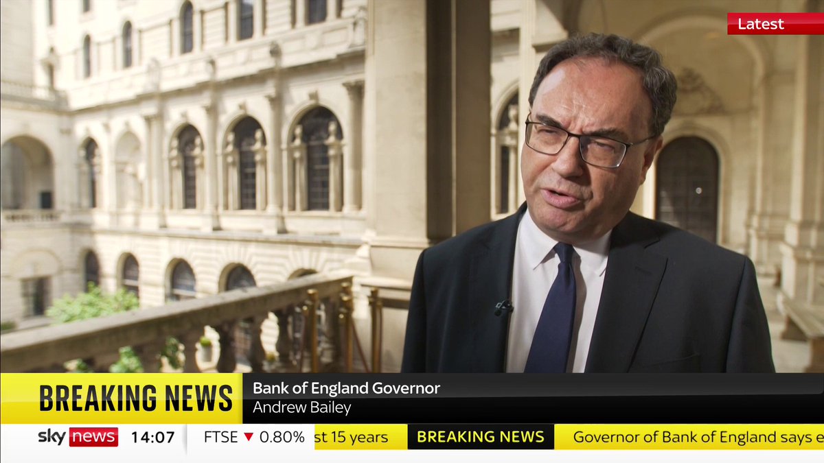 "We cannot continue to have the current level of wage increase" Bank of England Governor, Andrew Bailey, says the current levels of price setting and wage setting are "unsustainable", after the BoE raises interest rates to 5%. 📺 Sky 501, Virgin 602