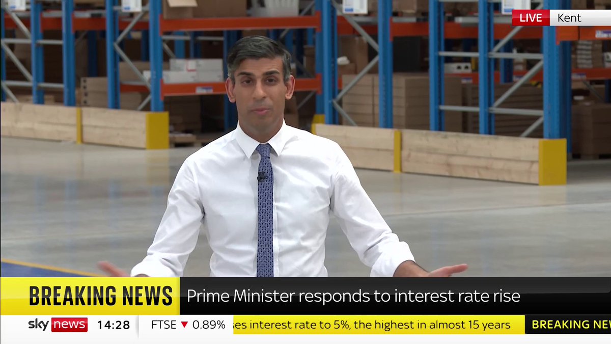'I am totally, 100% on it, it is going to be okay and we are going to get through this', says Prime Minister Rishi Sunak in response to the rise in interest rates. More here: 📺 Sky 501, Virgin 602, Freeview 233 and YouTube