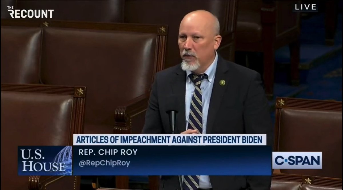 Rep. Chip Roy (R-TX) says he supports a resolution to bring articles of impeachment against President Biden over his handling of the southern border because Biden “refuses to follow the laws of the United States.”