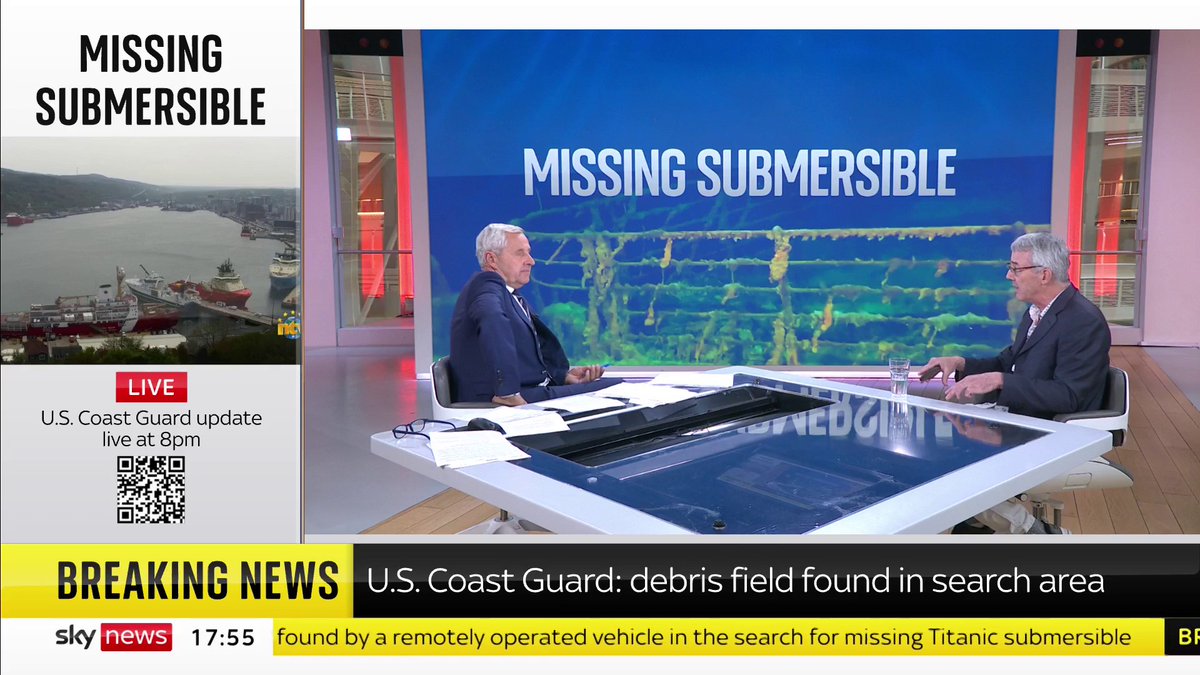 BREAKING: Friend of two of the men missing on board the submersible confirms the debris found was "a landing frame and a rear cover from the submersible", after receiving WhatsApp message live on Sky News. Latest here: 📺 Sky 501