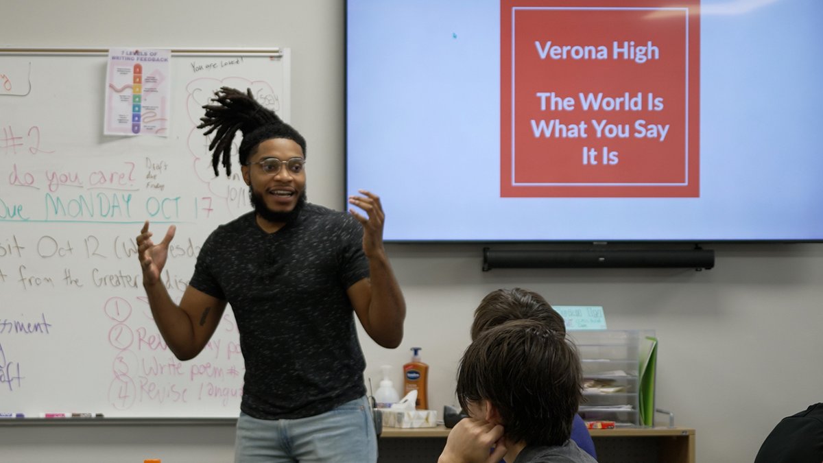 Writer and #UWMadison alum Deshawn McKinney worked with local high schoolers on telling their stories through ALL Stories, a project from Arts+Literature Laboratory and Greater Madison Writing Project, which brings local authors into schools and community organizations to help encourage and inspire young writers.