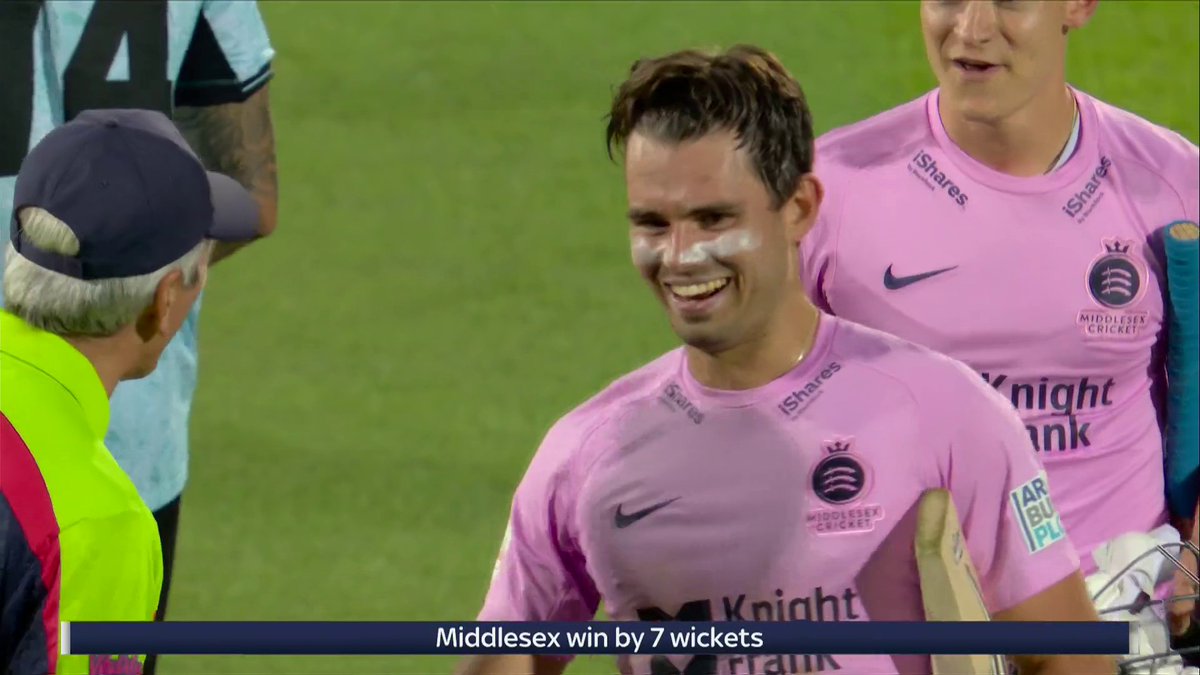💥 RECORD BREAKERS 💥 Middlesex produced the biggest successful run chase in Vitality Blast history to stun Surrey with an incredible seven-wicket victory 😲