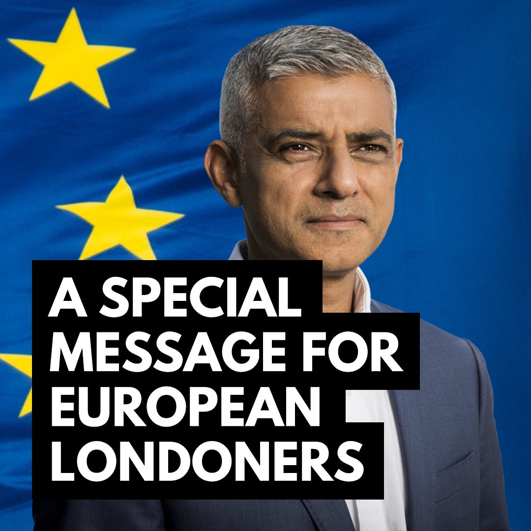 Seven years on from Brexit, my message to European Londoners: thank you for staying. As long as I’m your Mayor, I’ll do my utmost to ensure London continues to be a beacon for progressive ideas &amp; values - a place you feel welcome &amp; proud to call home. 🇪🇺