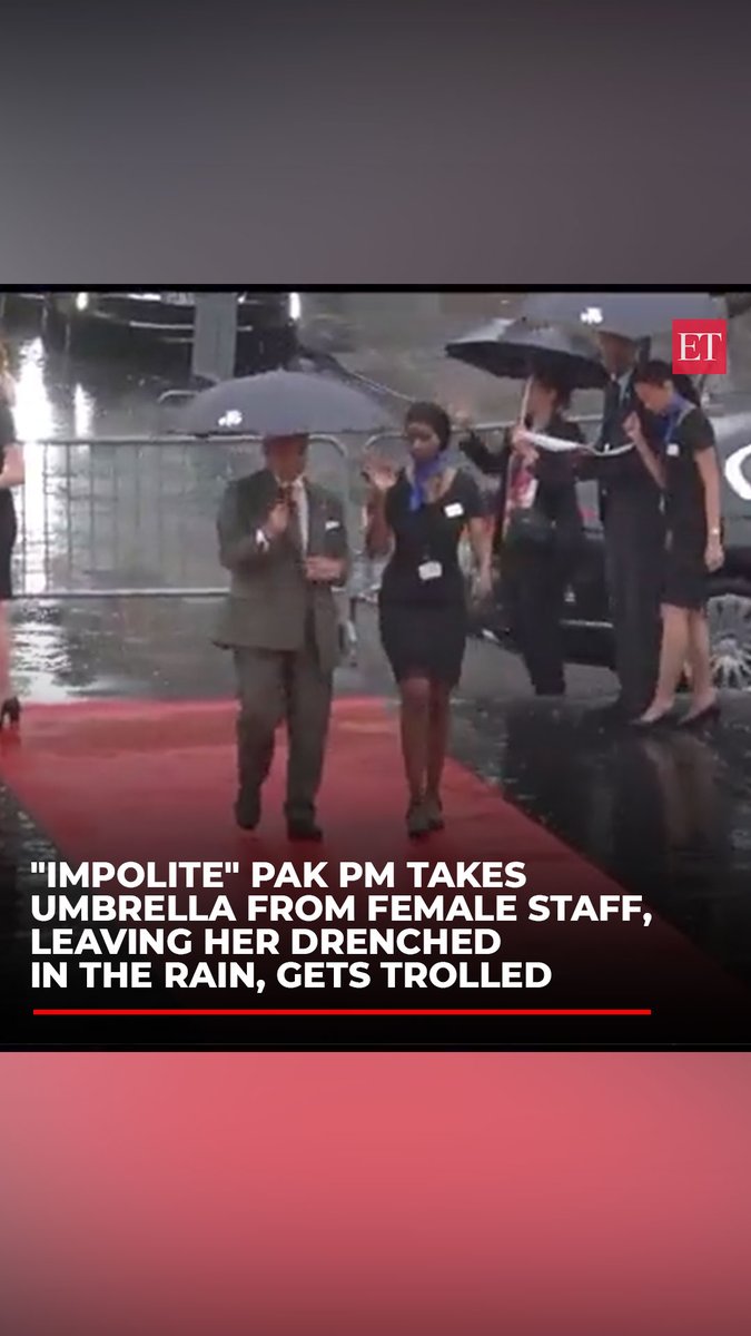 "Impolite" Pakistan PM #ShehbazSharif takes umbrella from female staff, leaving her drenched in the rain, gets trolled | Catch the day's latest news and updates 🔴