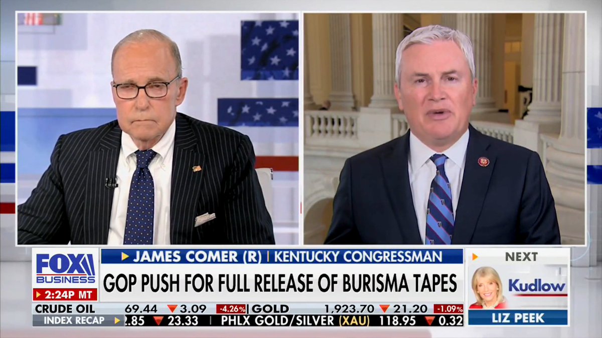 Rep. James Comer on shocking new allegations regarding the investigation into Hunter Biden: “What you heard today with the IRS whistleblower…what they told the Ways and Means Committee…was that the U.S. Attorney in Delaware was told to stand down by the Department of Justice.”