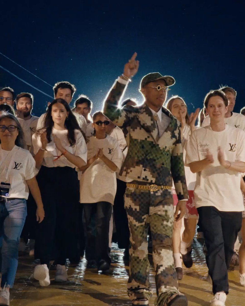 Men's Spring-Summer 2024 Show. In a moment of togetherness, Pharrell Williams was joined by the Louis Vuitton Men's Studio and his family for the finale of his debut show. Watch the full show at #LVMenSS24 #LouisVuitton