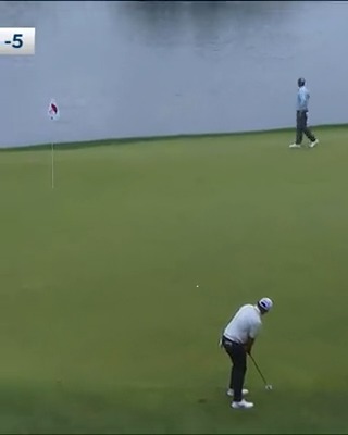 From way downtown 🐦 @KevinGolfYu sinks a 50-foot putt TravelersChamp.