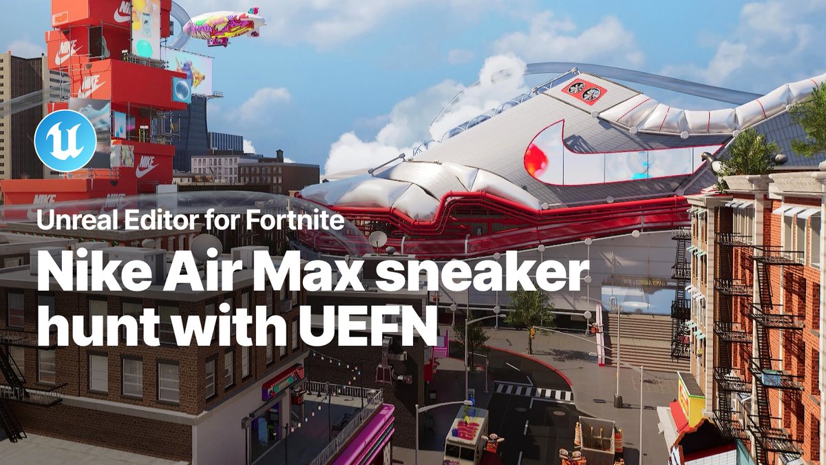 Imagine a sneaker hunt through a city in the clouds, inspired by the iconic Nike Air Max shoe. Nike has built just that using #UEFN—check out how they did it: .SWOOSH, Beyond Creative - Fortnite, Pimit, MakaMakes