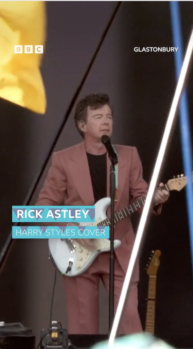 We're still not *quite* over this performance 🧡 Rick Astley Meme covering Harry Styles. 'As It Was' = festival perfection! 🙌 #Glastonbury2023