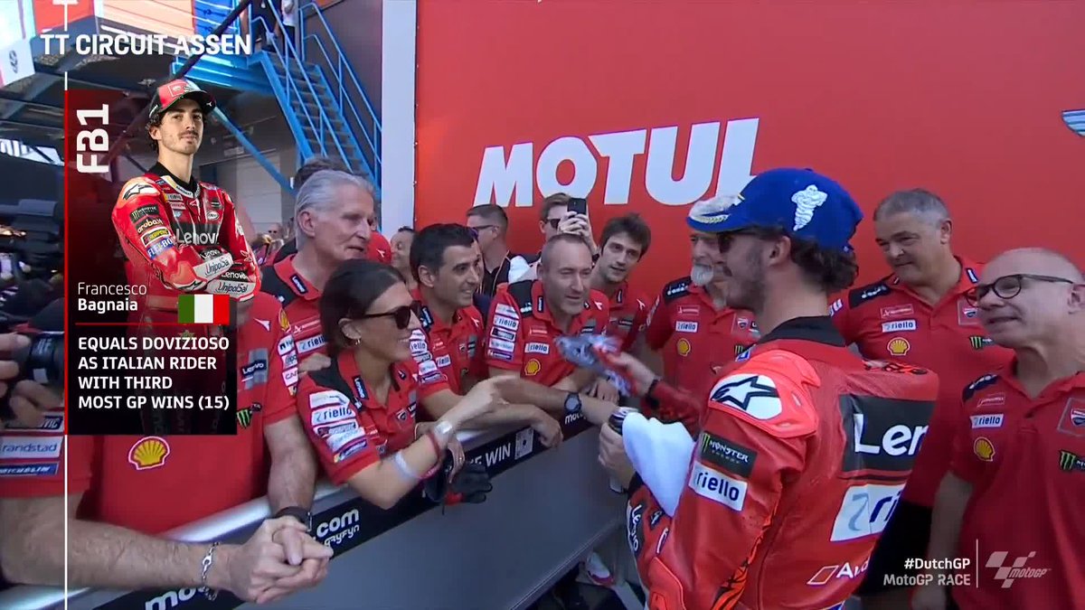 Equalling a #MotoGPLegend! 🥇 Pecco Bagnaia 🤜🤛 Andrea Dovizioso #DutchGP 🇳🇱
