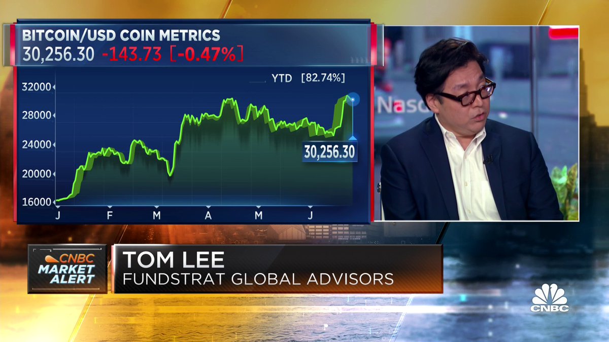 Last week, Bitcoin had its best week since March, at one point hitting its highest level since June 2022. Tom Lee Thomas (Tom) Lee (not drummer) FundstratDirect.com weighs in: