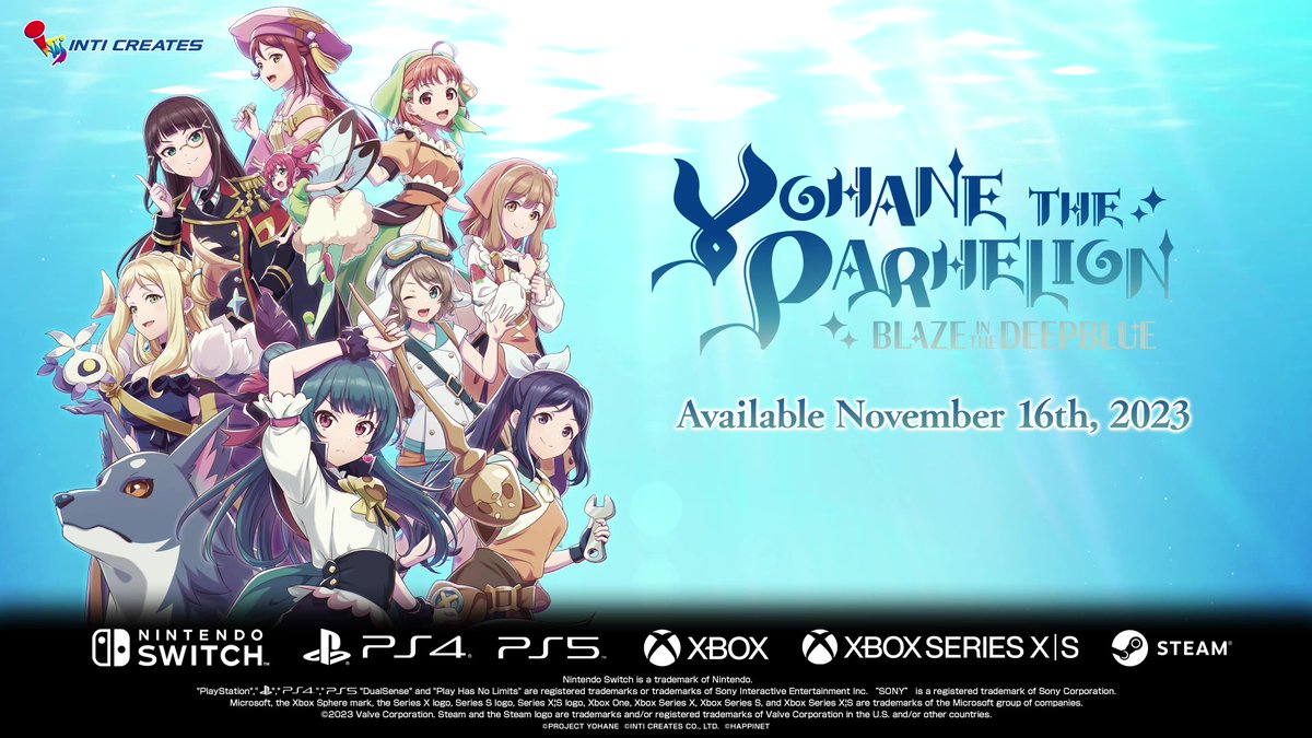 Announcing "Yohane the Parhelion: BLAZE in the DEEPBLUE", a new 2D action game from INTI CREATES! Explore a vast dungeon as Yohane, star of the newest Love Live!! Sunshine spin-off anime. Recruit familiar faces from the anime to fight at your side! Available 11/16/2023!