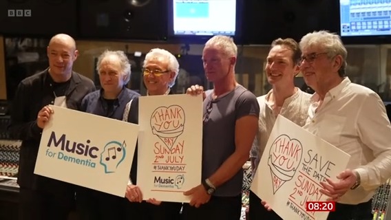 Music legend Sting has joined Tony Christie, who has been diagnosed with dementia, to record 'Thank You for Being a Friend' to thank carers across the UK. On #BBCBreakfast some of them joined the stars at the recording