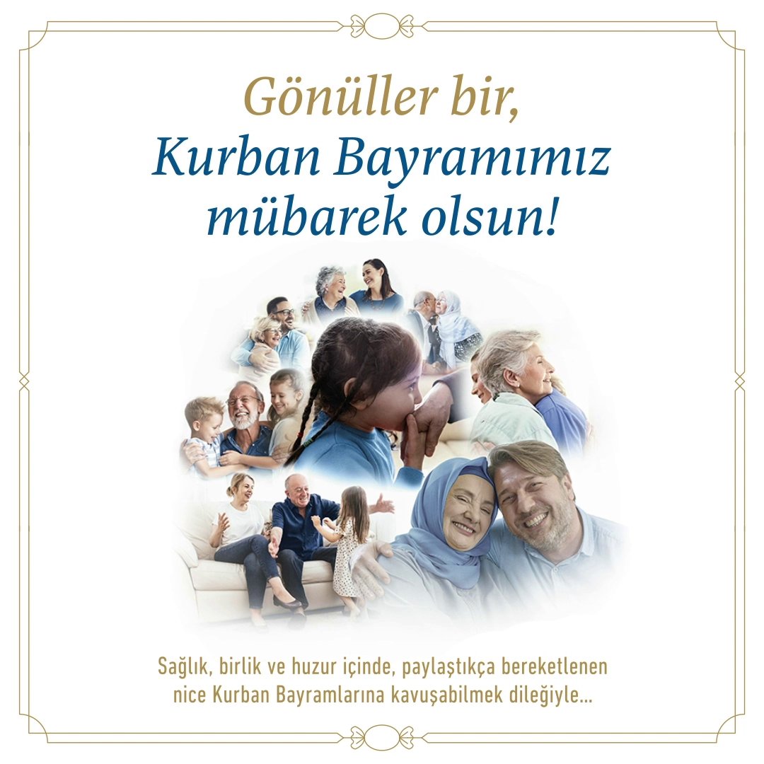Gönüller bir, Kurban Bayramımız mübarek olsun! Sağlık, birlik ve huzur içinde, paylaştıkça bereketlenen nice Kurban Bayramlarına kavuşabilmek dileğiyle…